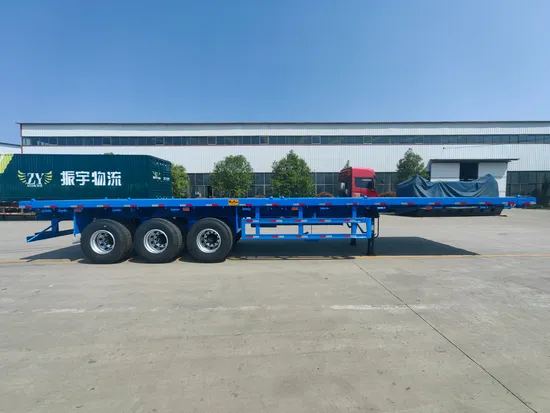 Melhor Preço Reboques de capacidade de carga de cama plana de 40 pés 40 ton Tri Eixo Flatbed Container Semi Reboques Reboque de caminhão para venda