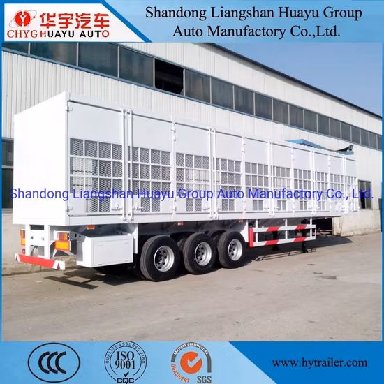Três eixos 50 Ton Van/caixa/parede lateral/cerca/semi-reboque de caminhão de estaca para transporte de animais/gado/cerveja