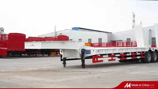 3eixo 80ton Rampa Hidráulica Gooseneck Pesado Carregador Baixo/Lowbed/ Lowboy Semi-reboques de caminhão de reboque de cama baixa para transporte de escavadeira
