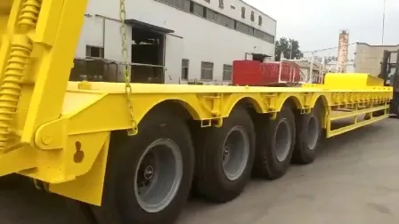 Reboque resistente do caminhão da cama Lowbed do Lowboy do pescoço de ganso do transporte da máquina escavadora de 3 eixos