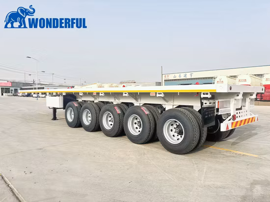Reboque completo do recipiente do leito da baixa cama da barra de tração do reboque da plataforma giratória de 20FT 30tons